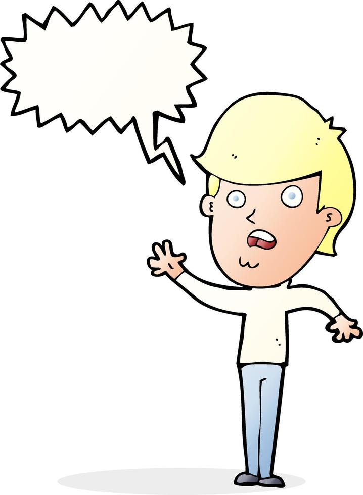 cartoon unhappy boy with speech bubble vector