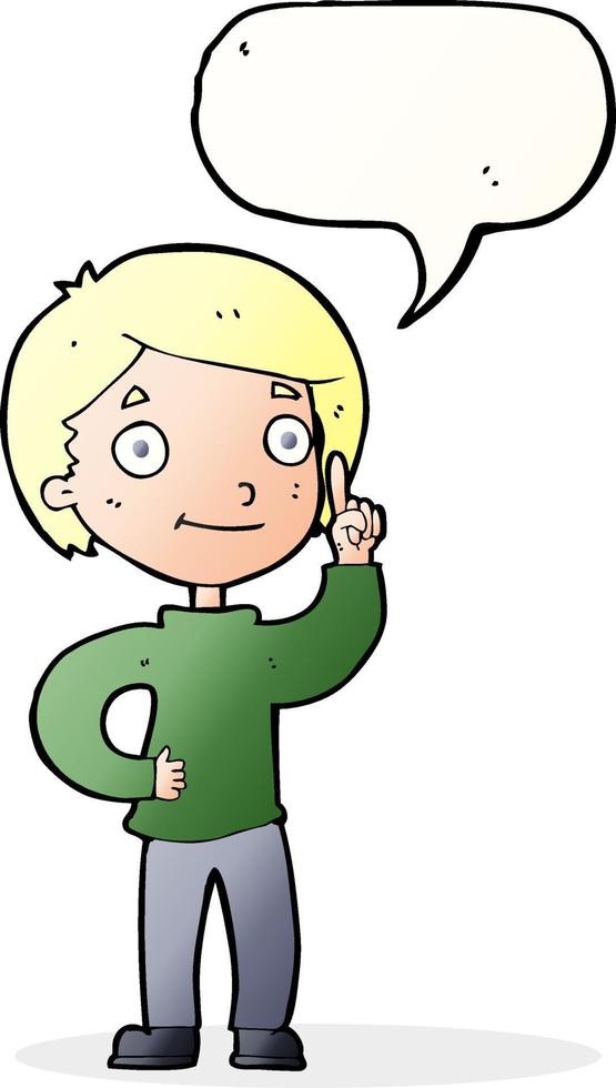 cartoon boy with idea with speech bubble vector