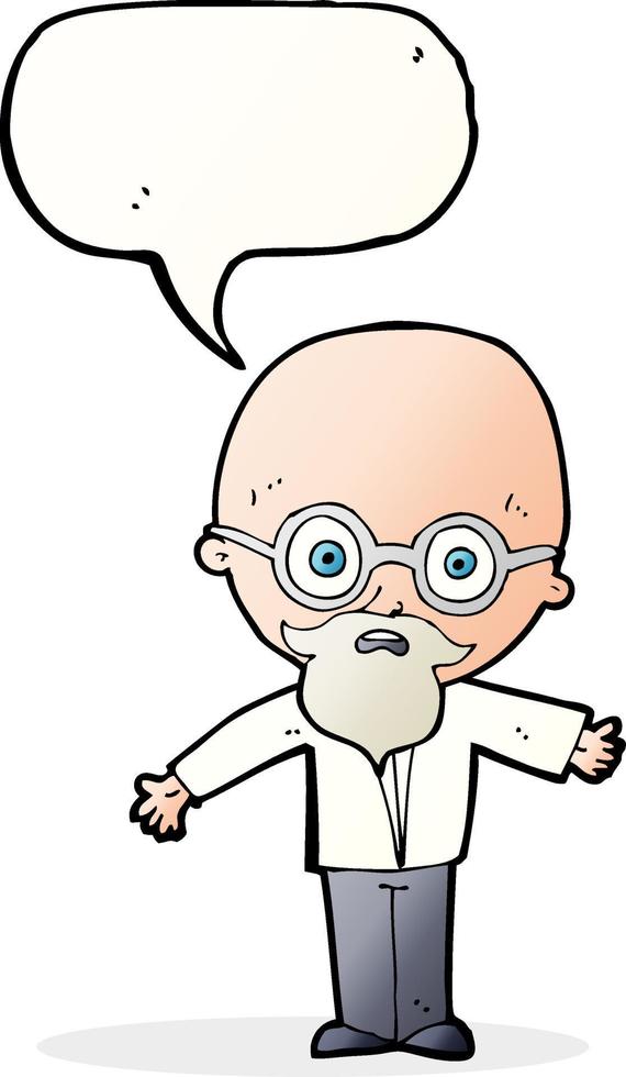 cartoon genius scientist with speech bubble vector
