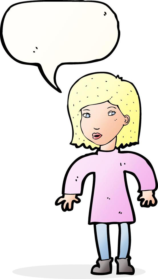 cartoon cautious woman with speech bubble vector