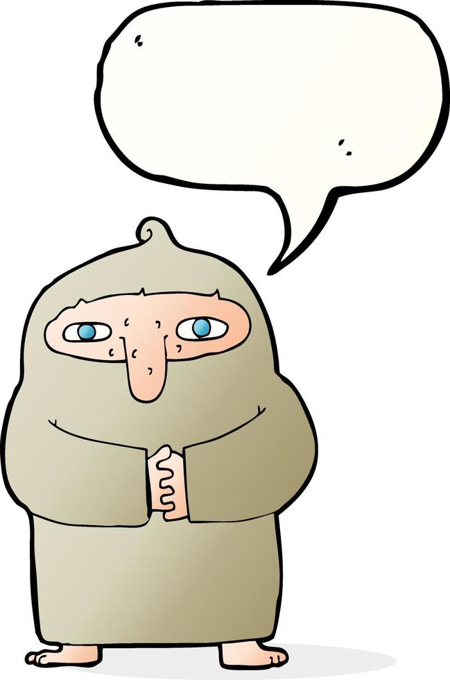 cartoon monk in robe with speech bubble vector