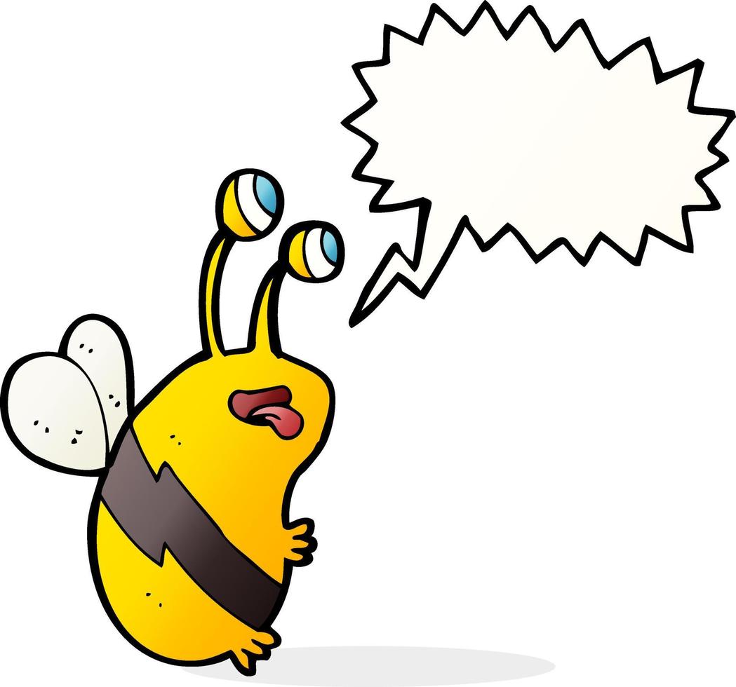 cartoon funny bee with speech bubble vector