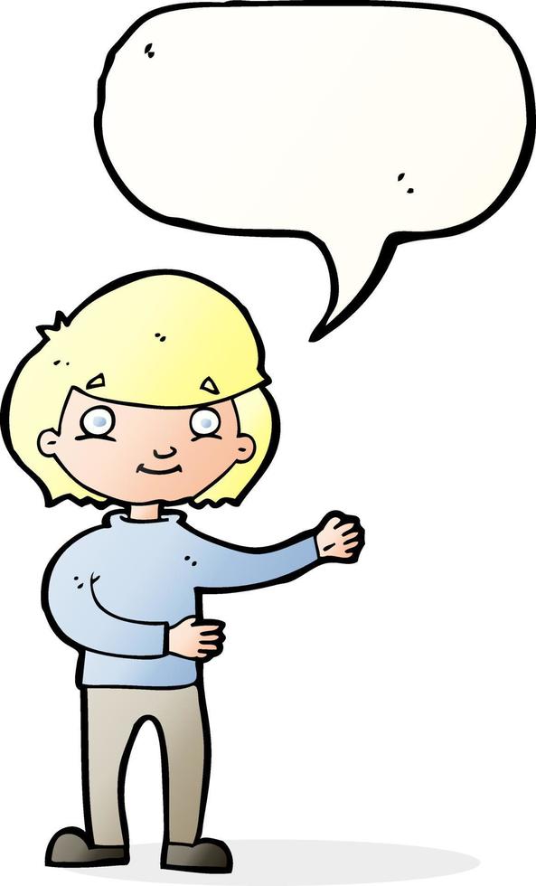 cartoon happy person with speech bubble vector