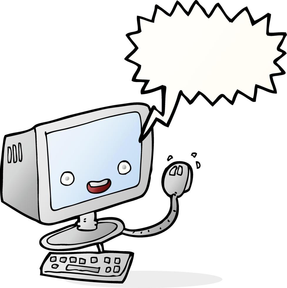 cartoon computer with speech bubble vector
