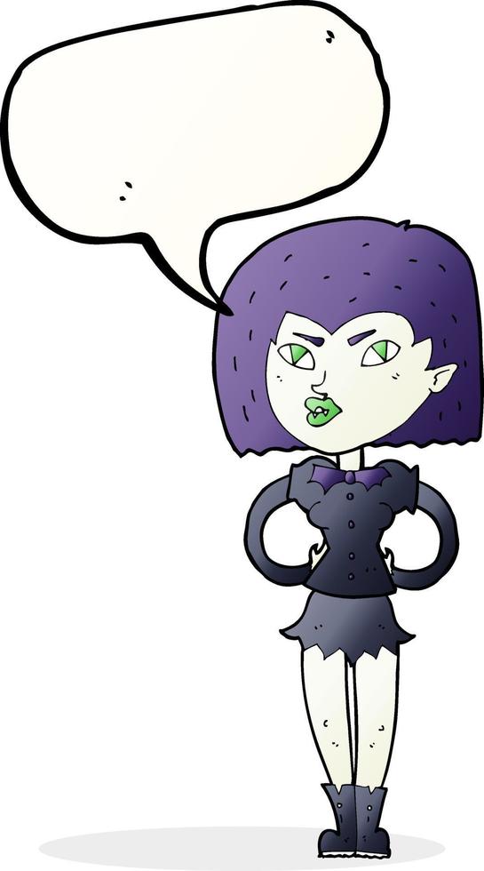 cartoon vampire girl with speech bubble vector