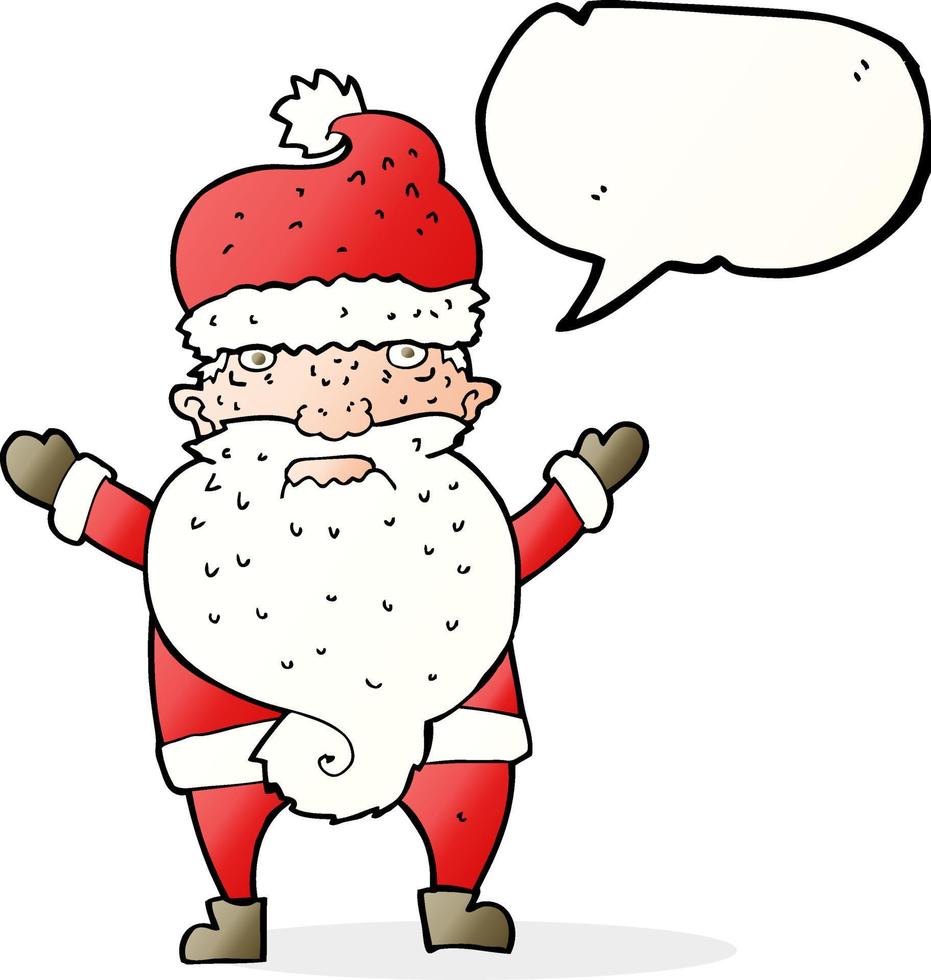 cartoon grumpy santa with speech bubble vector