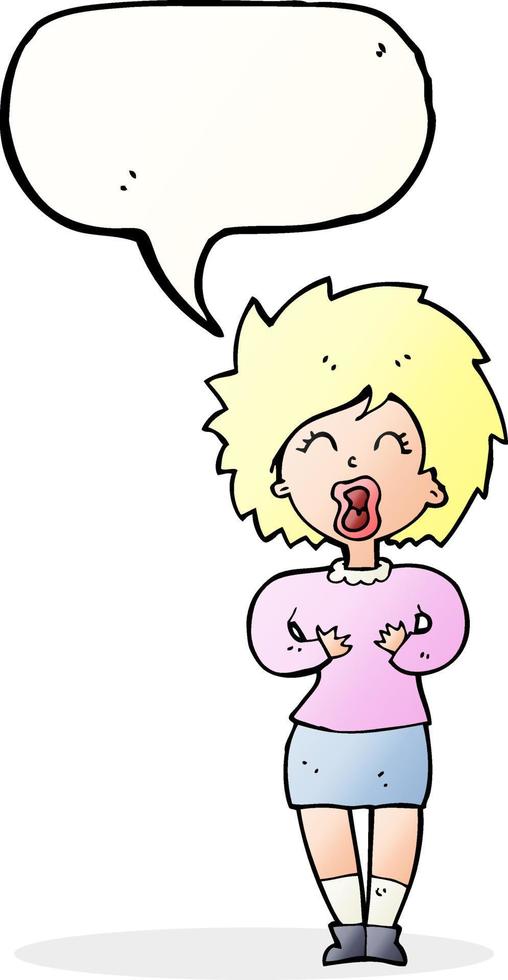cartoon screaming woman with speech bubble vector