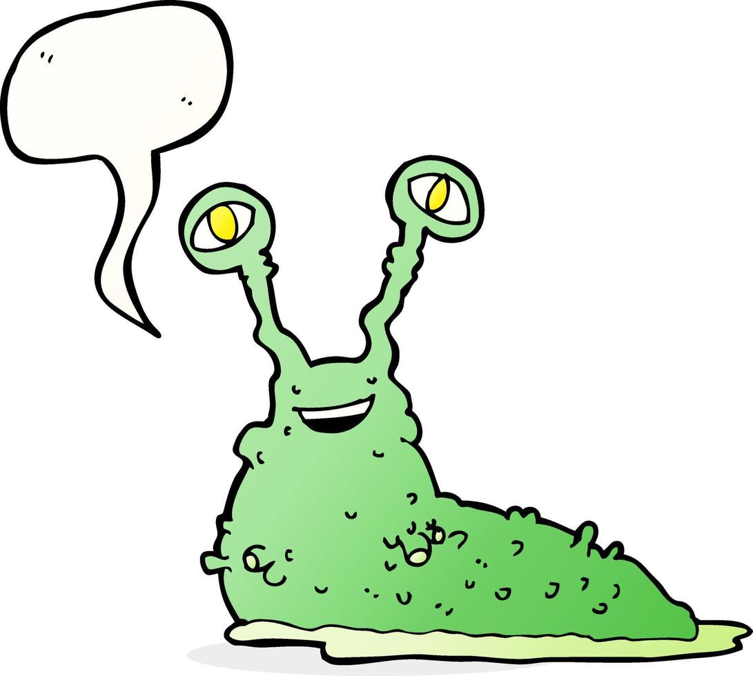 cartoon slug with speech bubble vector