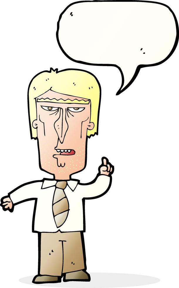 cartoon grumpy boss with speech bubble vector