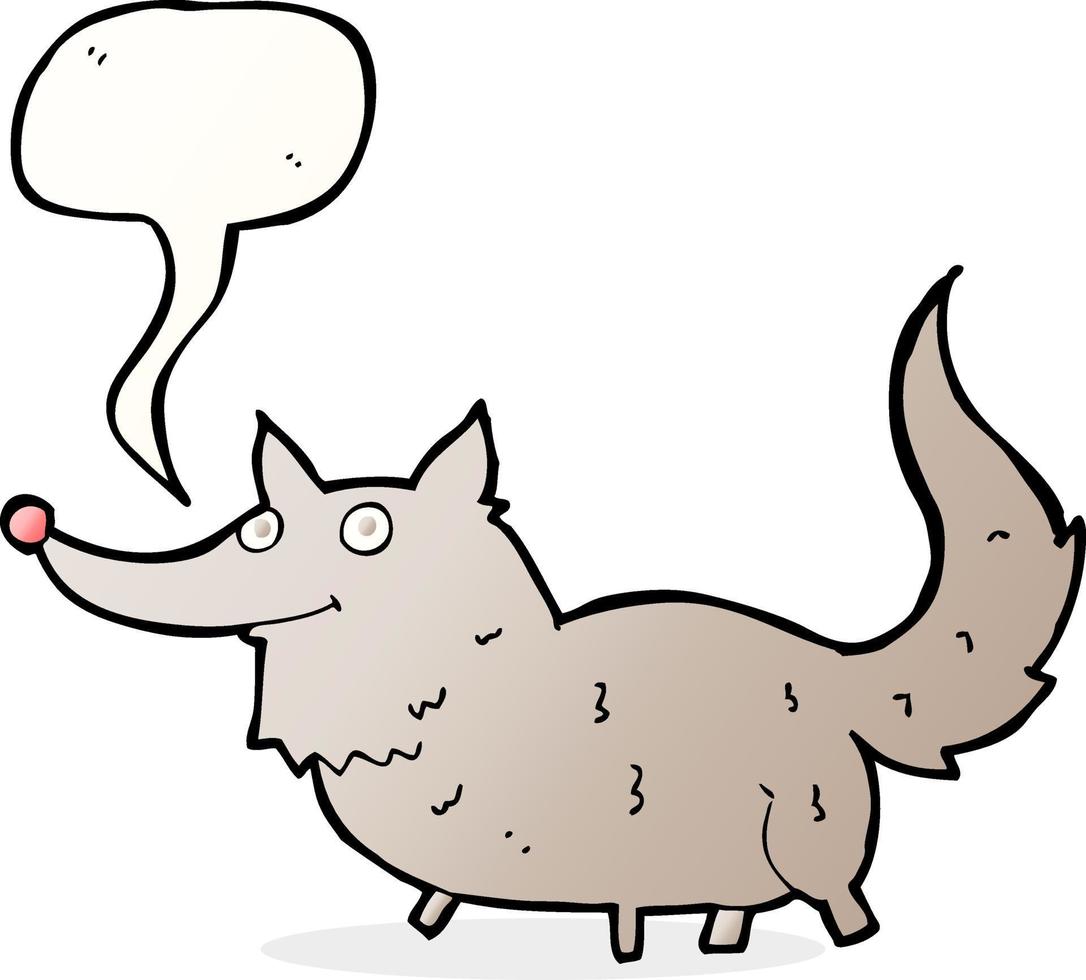 cartoon little wolf with speech bubble vector