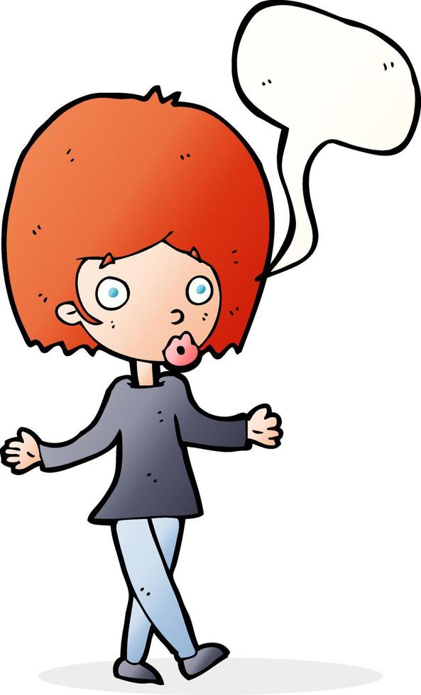 cartoon confused woman with speech bubble vector