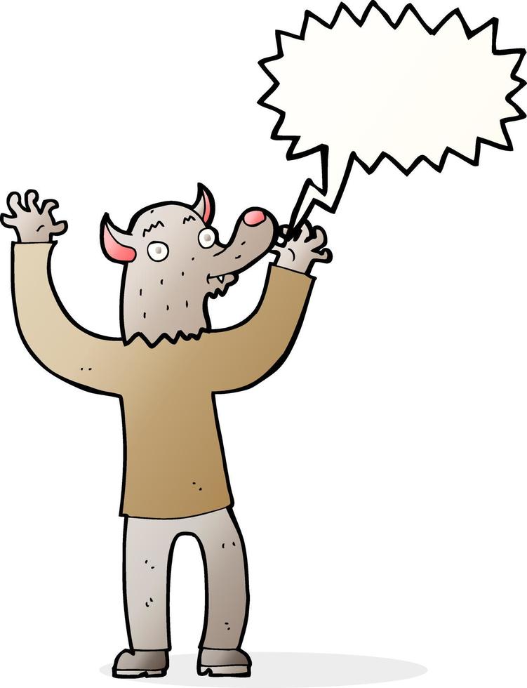 cartoon happy werewolf man with speech bubble vector