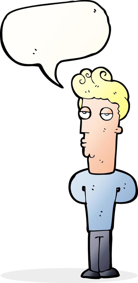 cartoon bored man with speech bubble vector