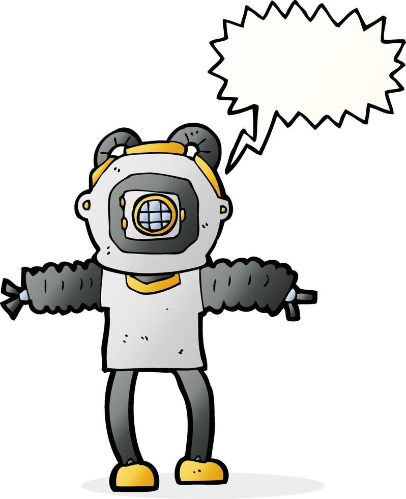 cartoon deep sea diver with speech bubble vector