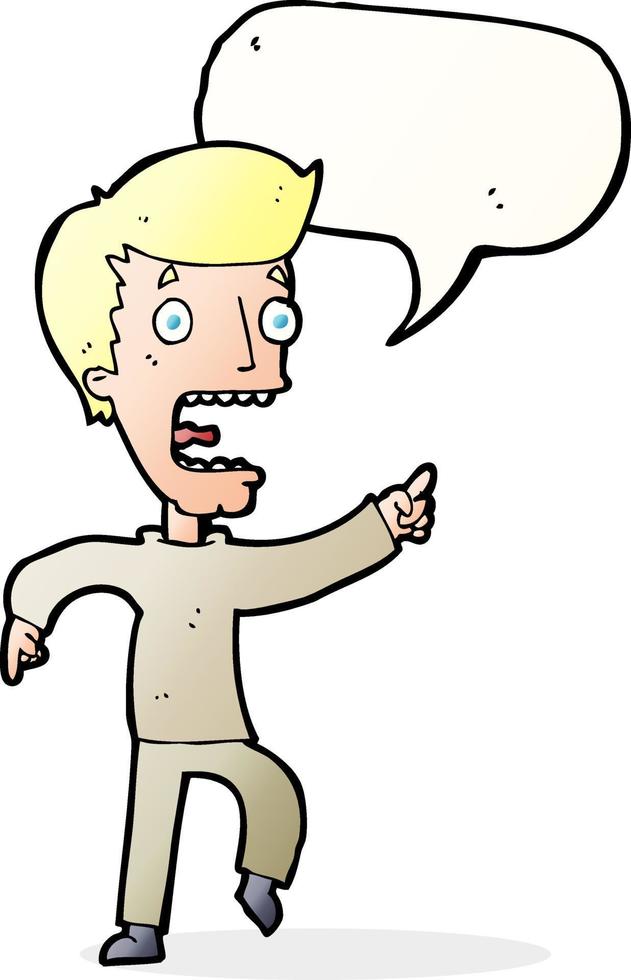 cartoon terrified man with speech bubble vector