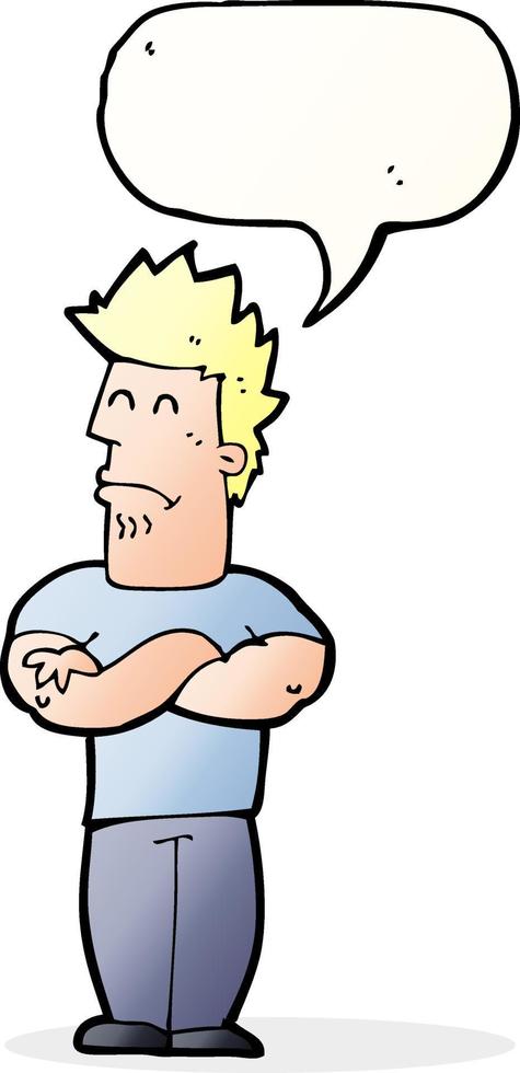 cartoon sulking man with speech bubble vector