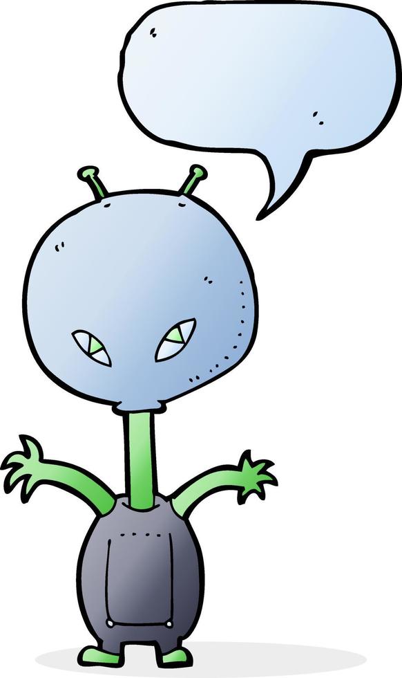 extraterrestre de dibujos animados con burbujas de discurso vector