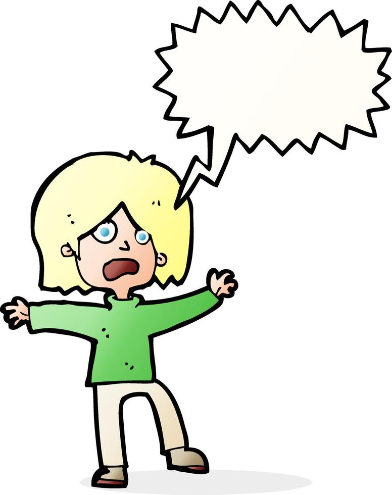 cartoon unhappy person with speech bubble vector