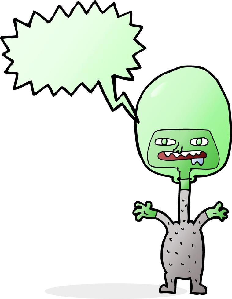 extraterrestre de dibujos animados con burbujas de discurso vector