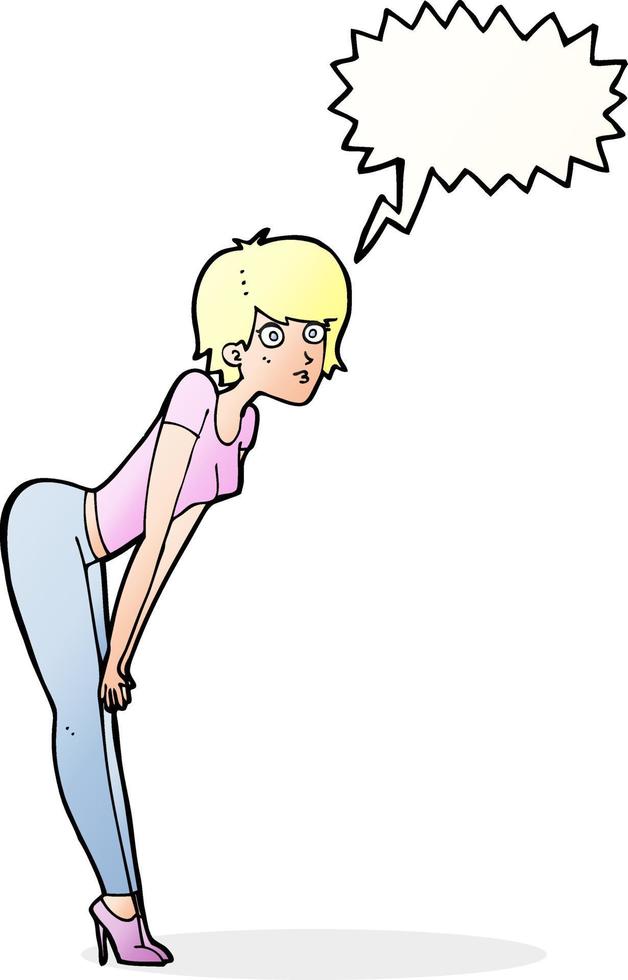 cartoon woman looking at something with speech bubble vector