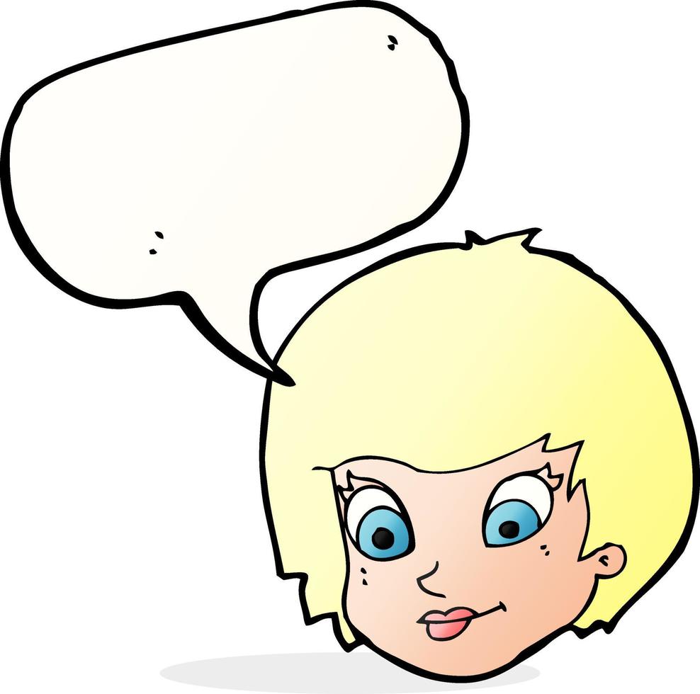 cartoon female face with speech bubble vector