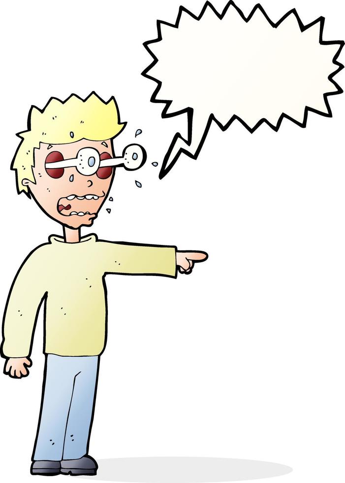 cartoon man with popping out eyes with speech bubble vector