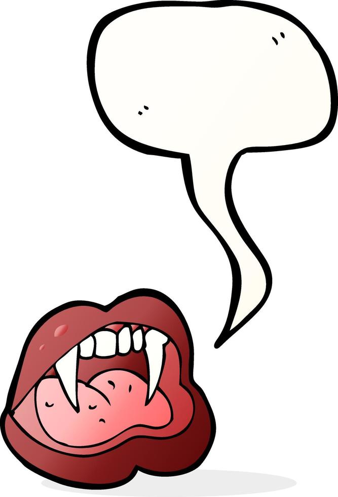 cartoon vampire lips with speech bubble vector