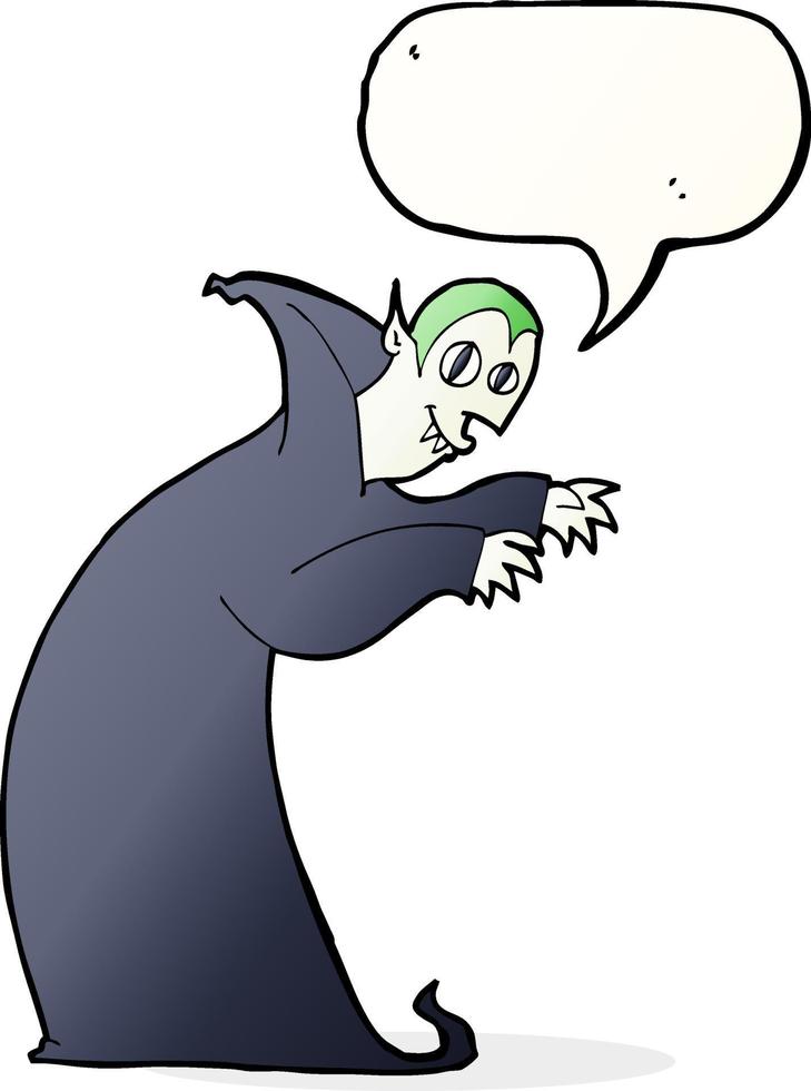 cartoon spooky vampire with speech bubble vector