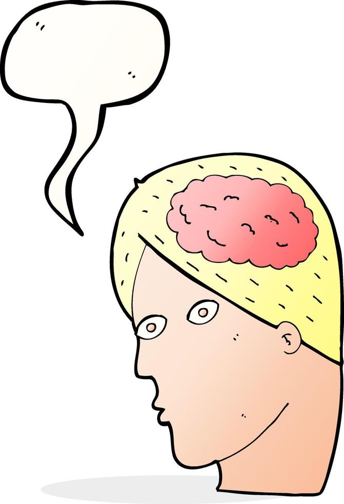 cartoon head with brain symbol with speech bubble vector