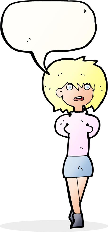 cartoon shocked woman with speech bubble vector