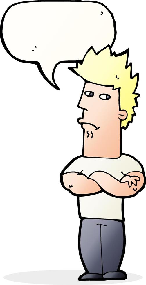 cartoon man sulking with speech bubble vector