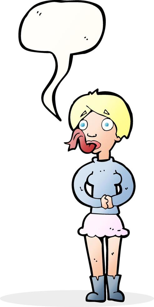 cartoon woman with snake tongue with speech bubble vector