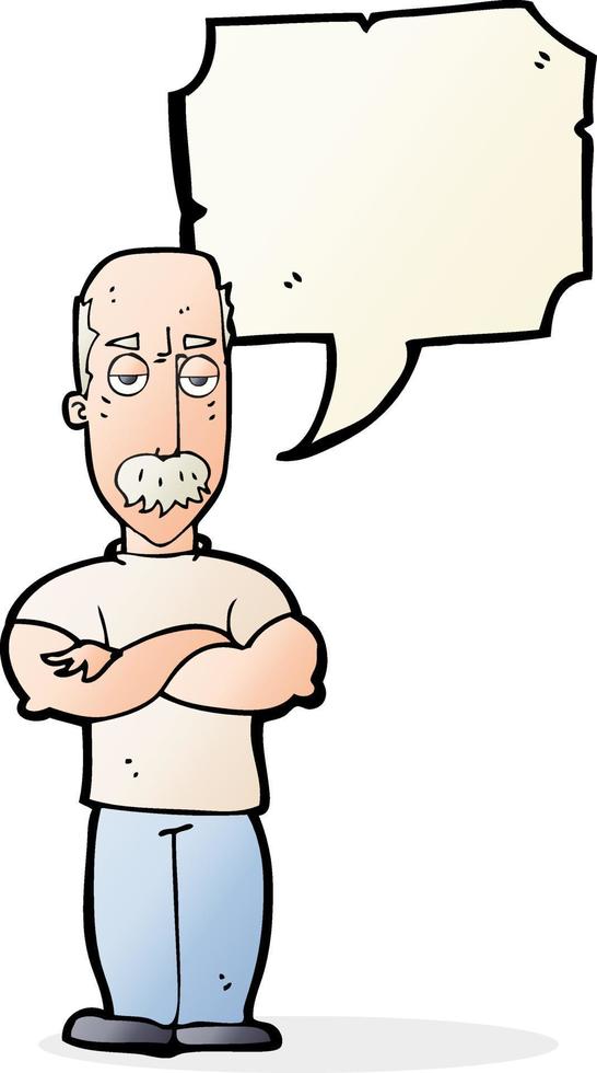 cartoon angry man with mustache with speech bubble vector