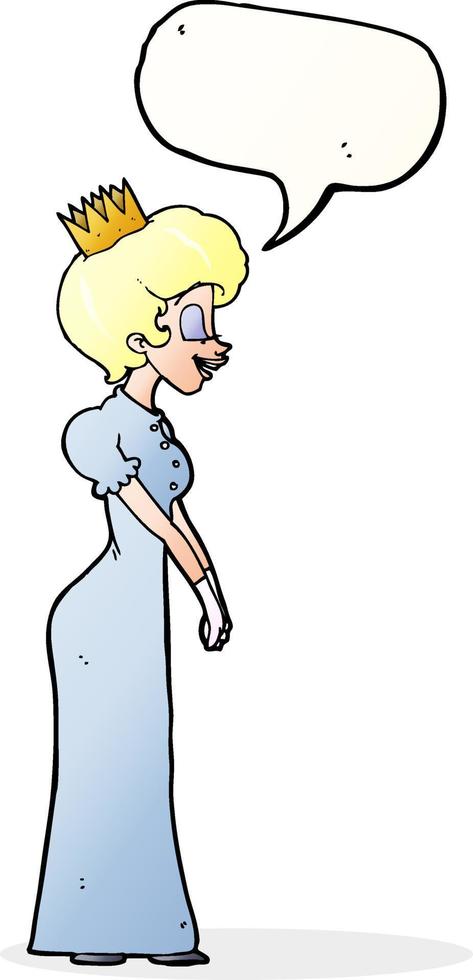 cartoon princess with speech bubble vector