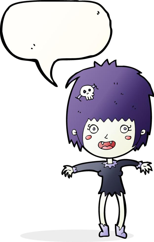 cartoon vampire girl with speech bubble vector