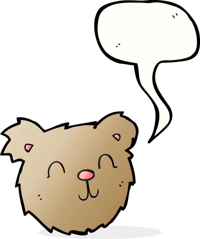 cartoon happy teddy bear face with speech bubble vector