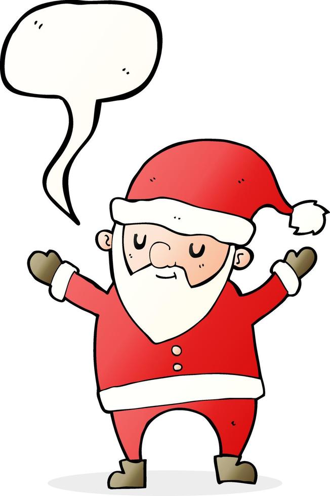 cartoon dancing santa with speech bubble vector