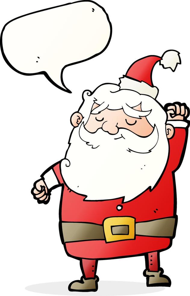 cartoon santa claus punching air with speech bubble vector