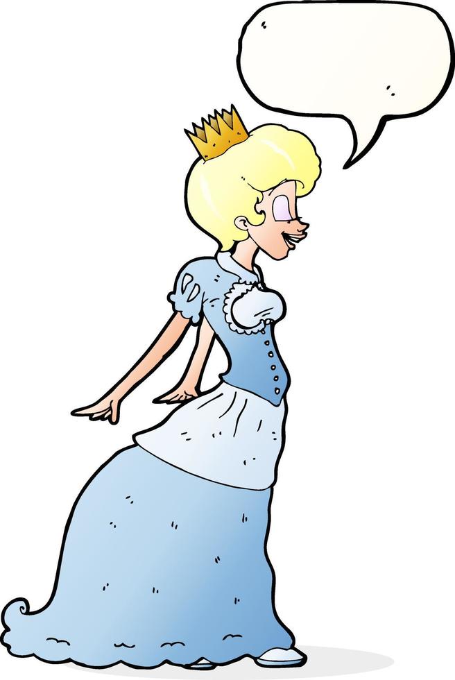 cartoon princess with speech bubble vector