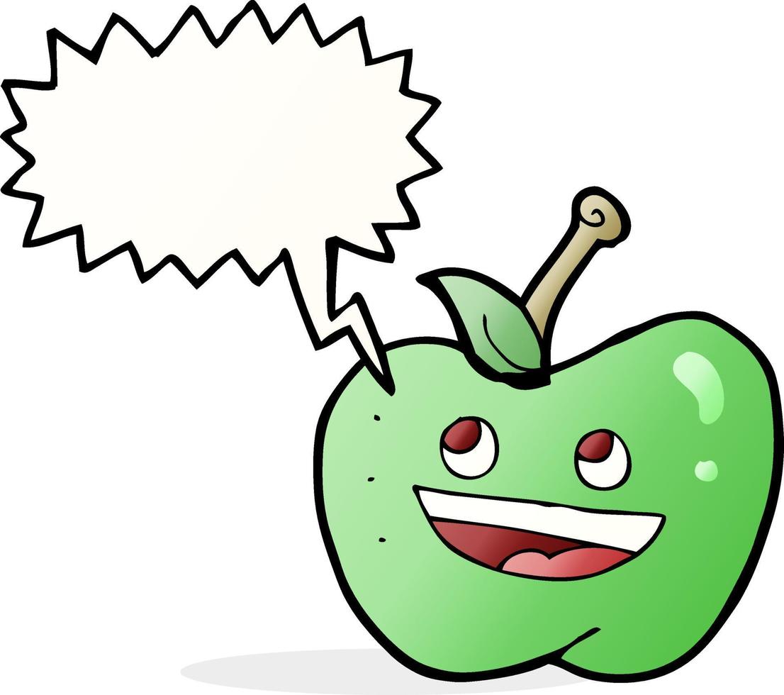 cartoon apple with speech bubble vector