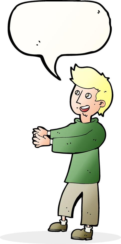 cartoon happy man with speech bubble vector