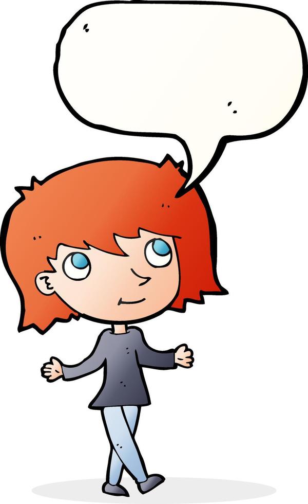 cartoon girl with no worries with speech bubble vector