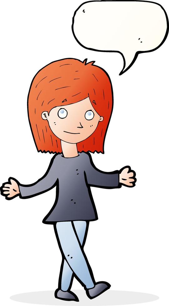 cartoon woman with no worries with speech bubble vector