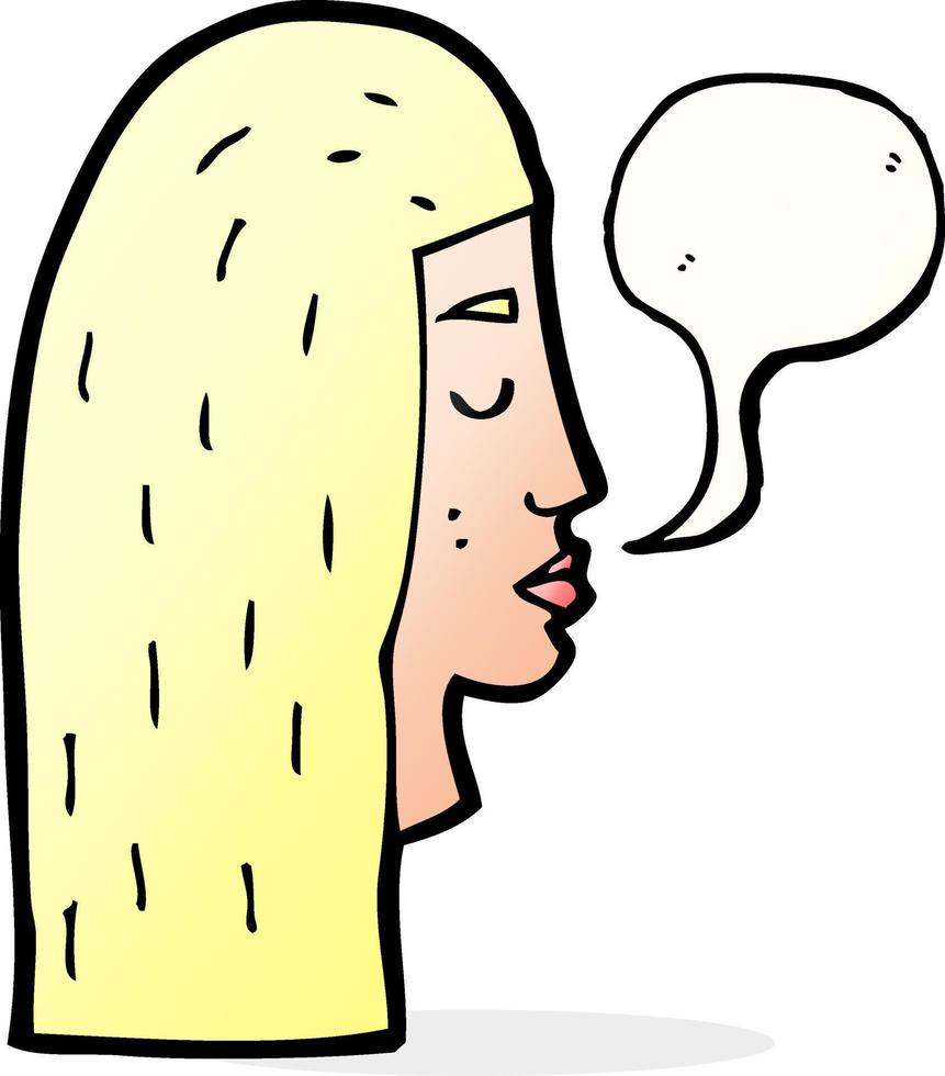cartoon female face profile with speech bubble vector