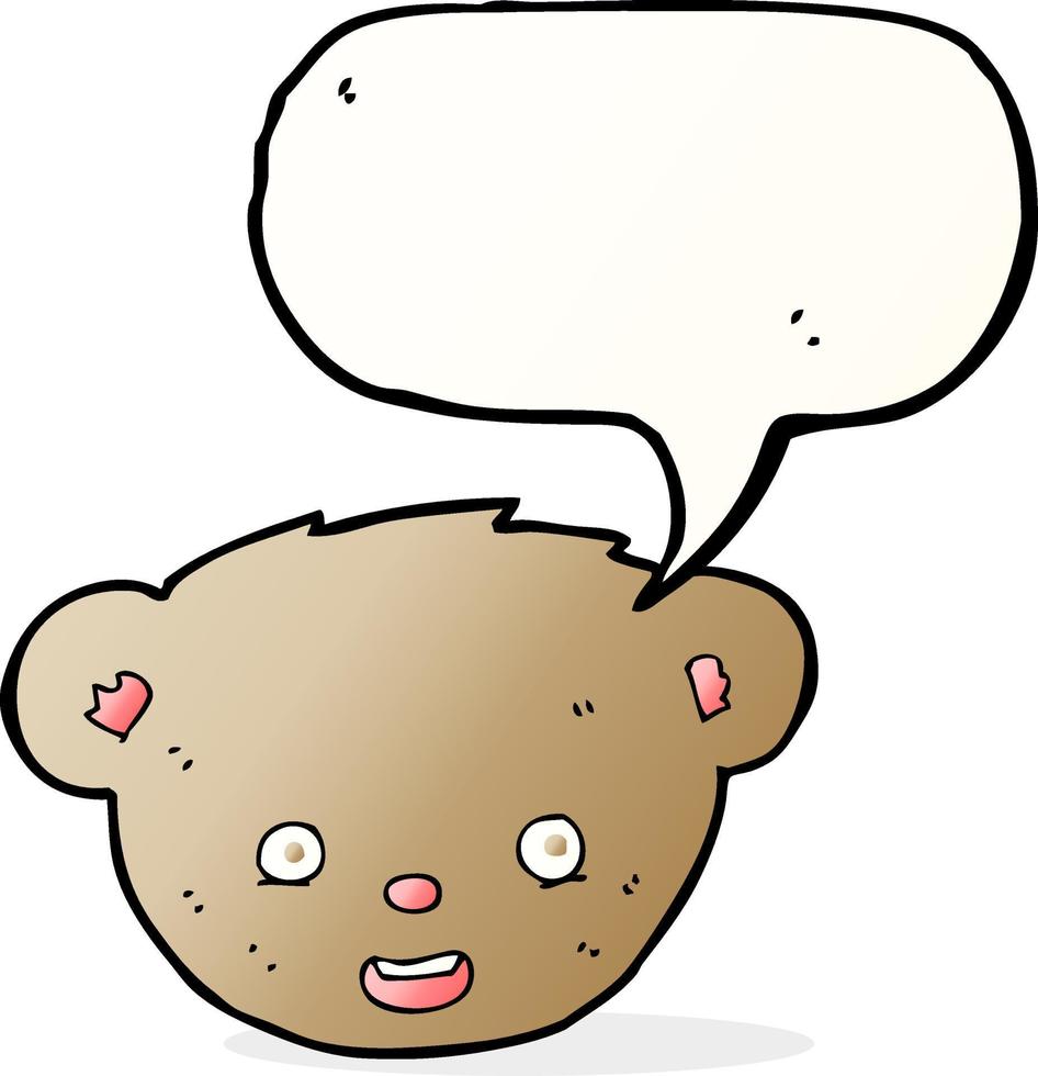 cartoon teddy bear face with speech bubble vector