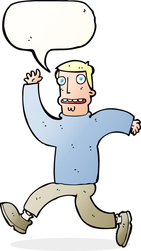 cartoon terrified man with speech bubble vector