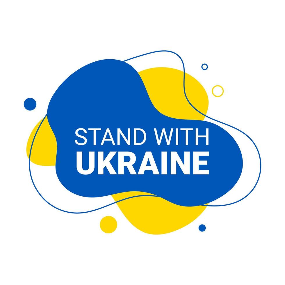 Vector liquid and fluid background illustration of Stand with Ukraine, Ukrainian yellow and blue flag colors concept. Stop war and military attack banner.