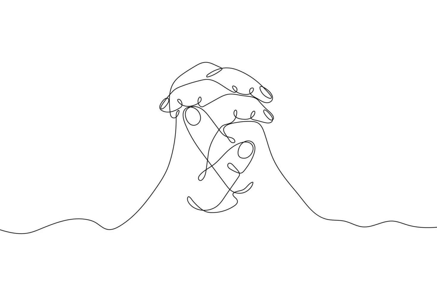 Continuous single line drawn hand gestures, minimalistic human praying hands sign. Dynamic one line graphic vector design illustration