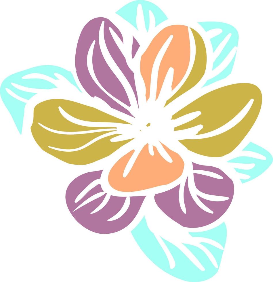 Vector Colorful Illustration of blue flower isolated on white background