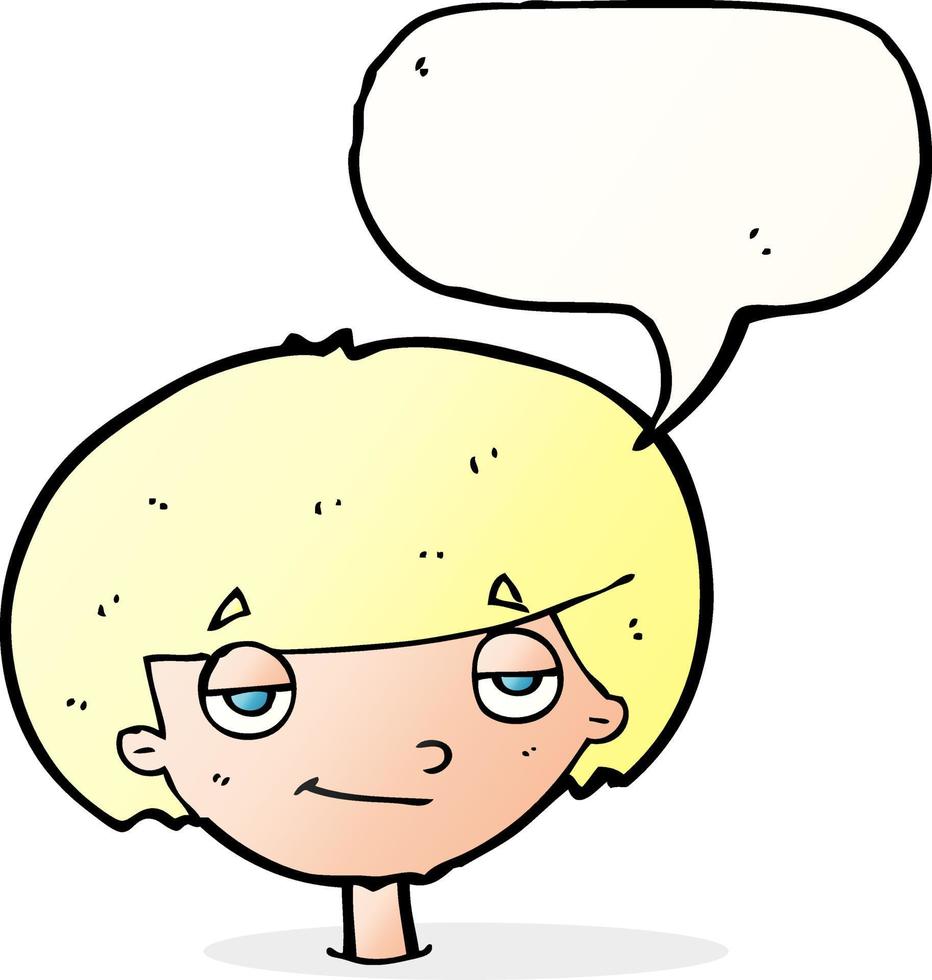 cartoon smug looking boy with speech bubble vector